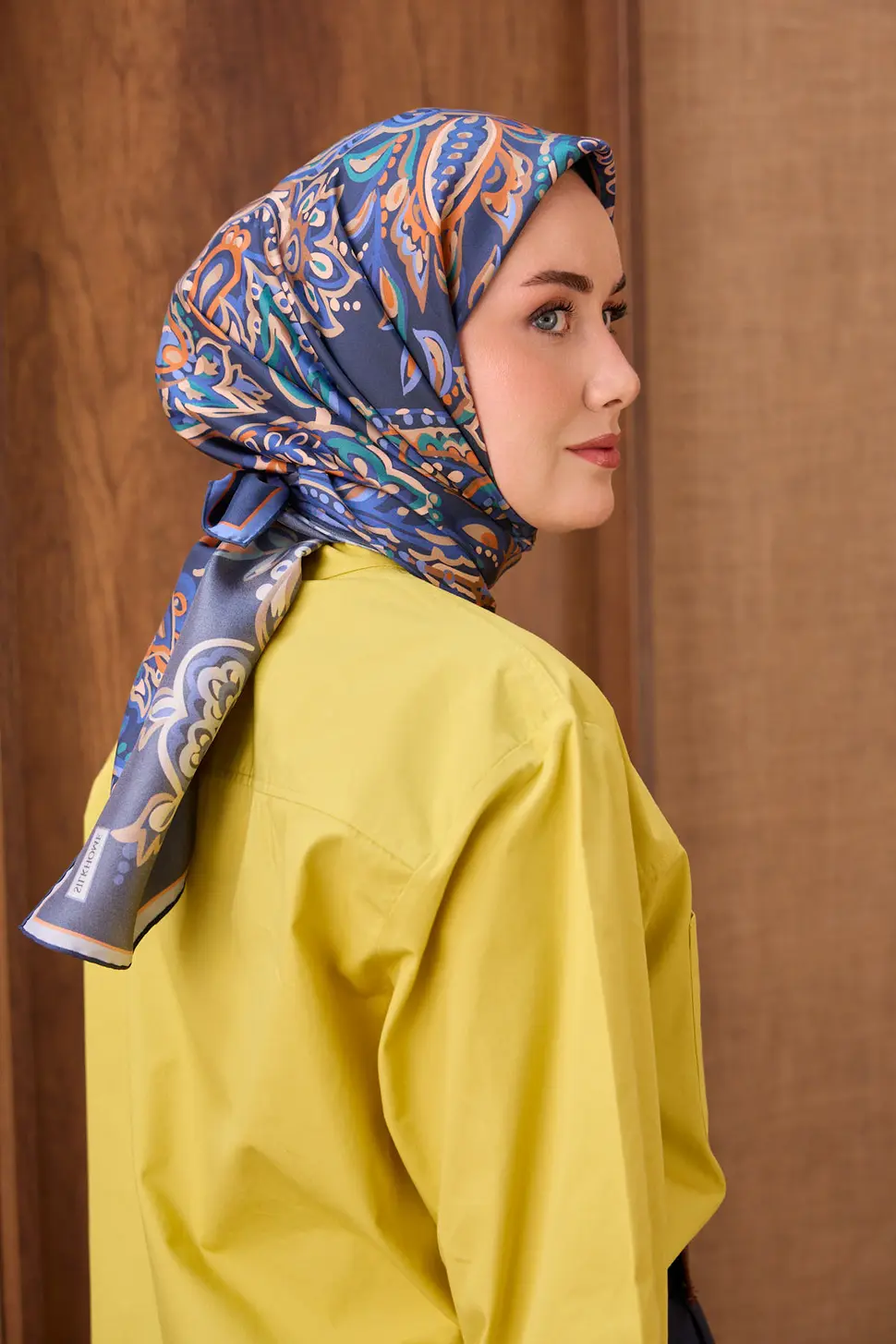 Silk Home Twill İpek Eşarp Ethnic Paisley Gece Mavisi