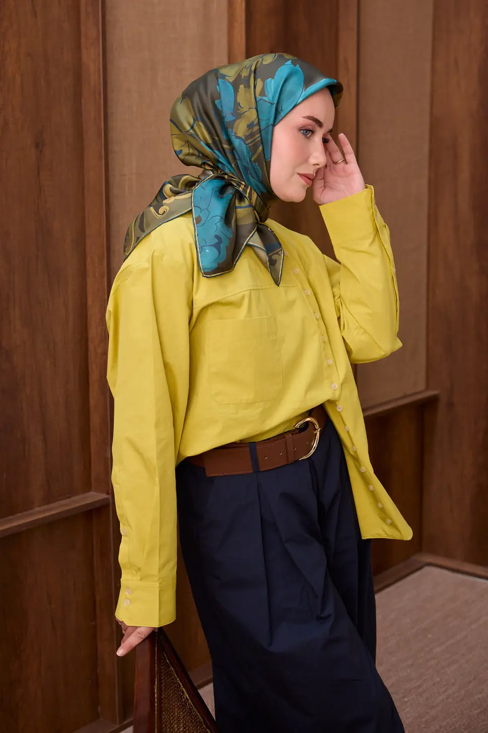 Silk Home Twill İpek Eşarp Vintage Floral Koyu Yeşil