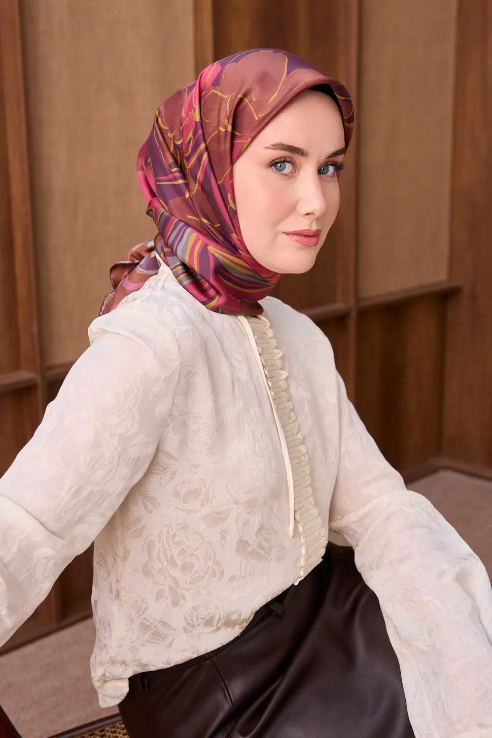 Silk Home Twill İpek Eşarp Vintage Floral Mürdüm