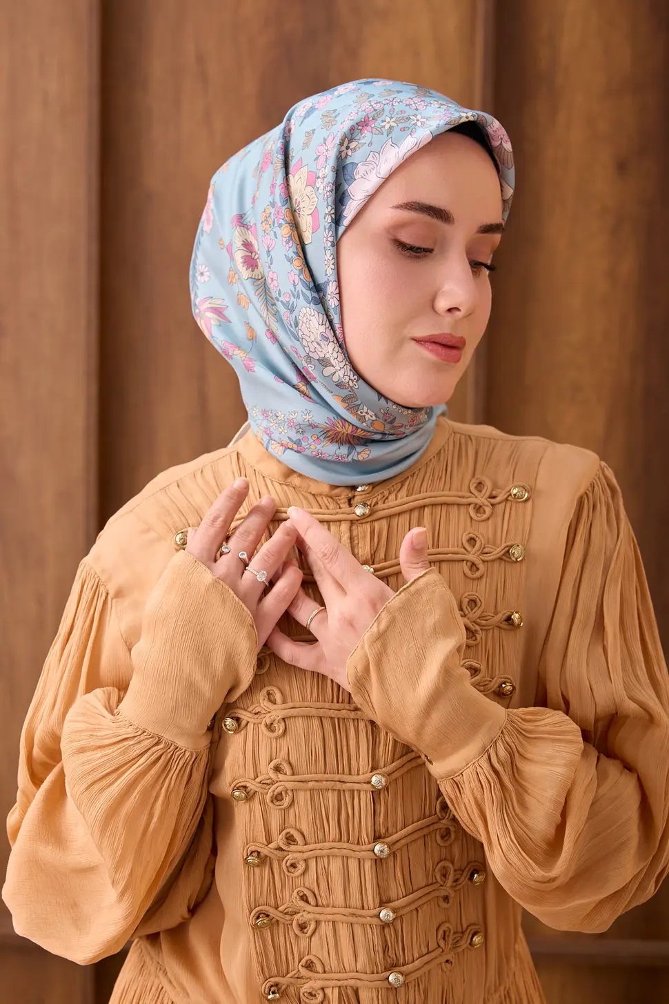 Silk Home Twill İpek Eşarp Botanical Bebe Mavi