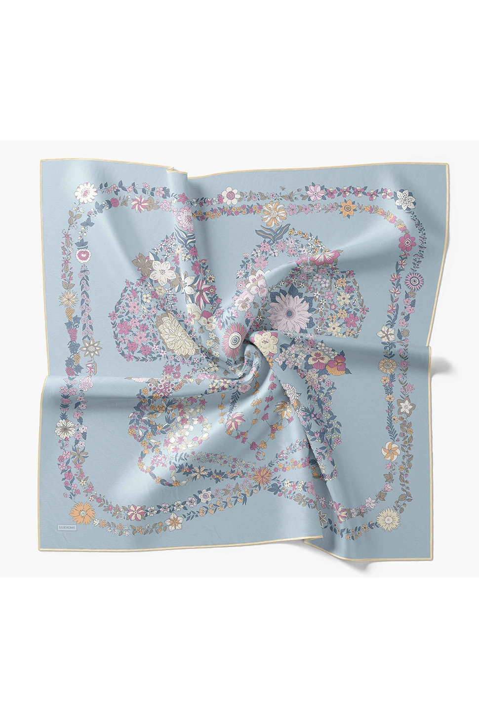 Silk Home Twill İpek Eşarp Botanical Bebe Mavi