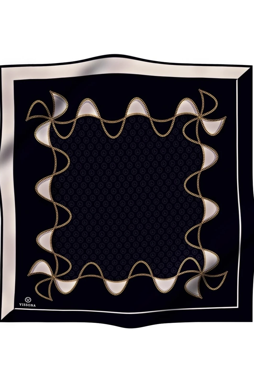 Vissona Twill İpek Eşarp Siyah, Krem