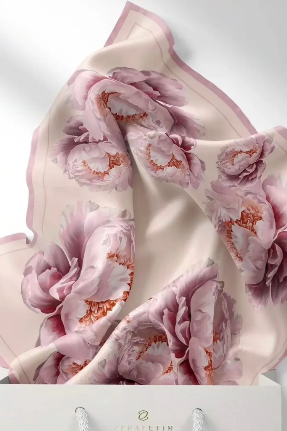 Zerafetim Twill İpek Eşarp Pudra, Pembe