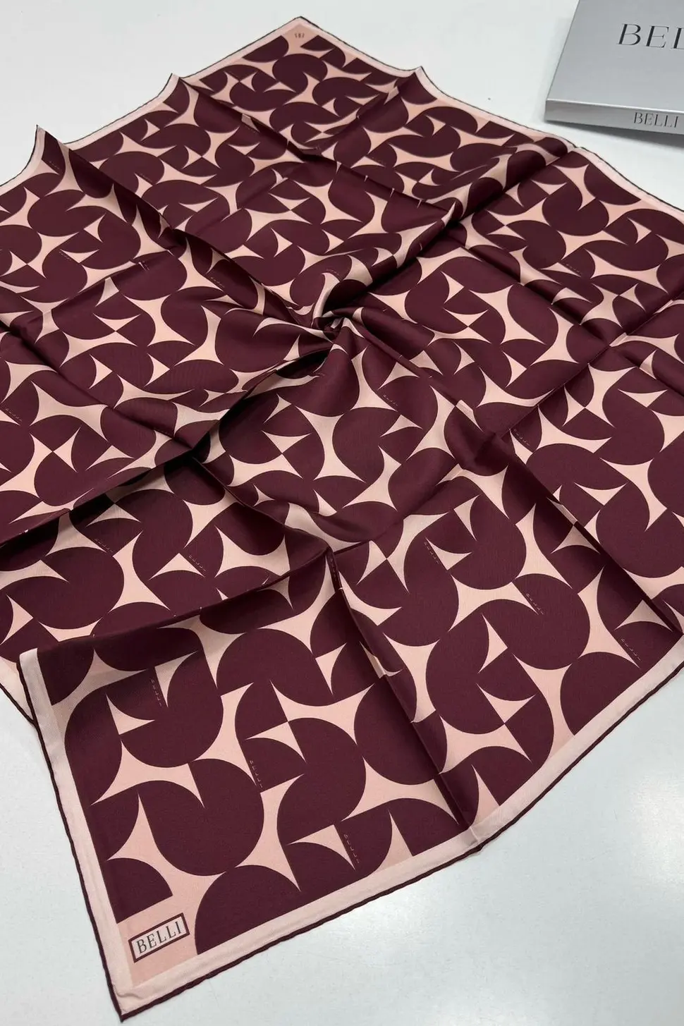 Belli Twill İpek Eşarp Bordo 4117-30