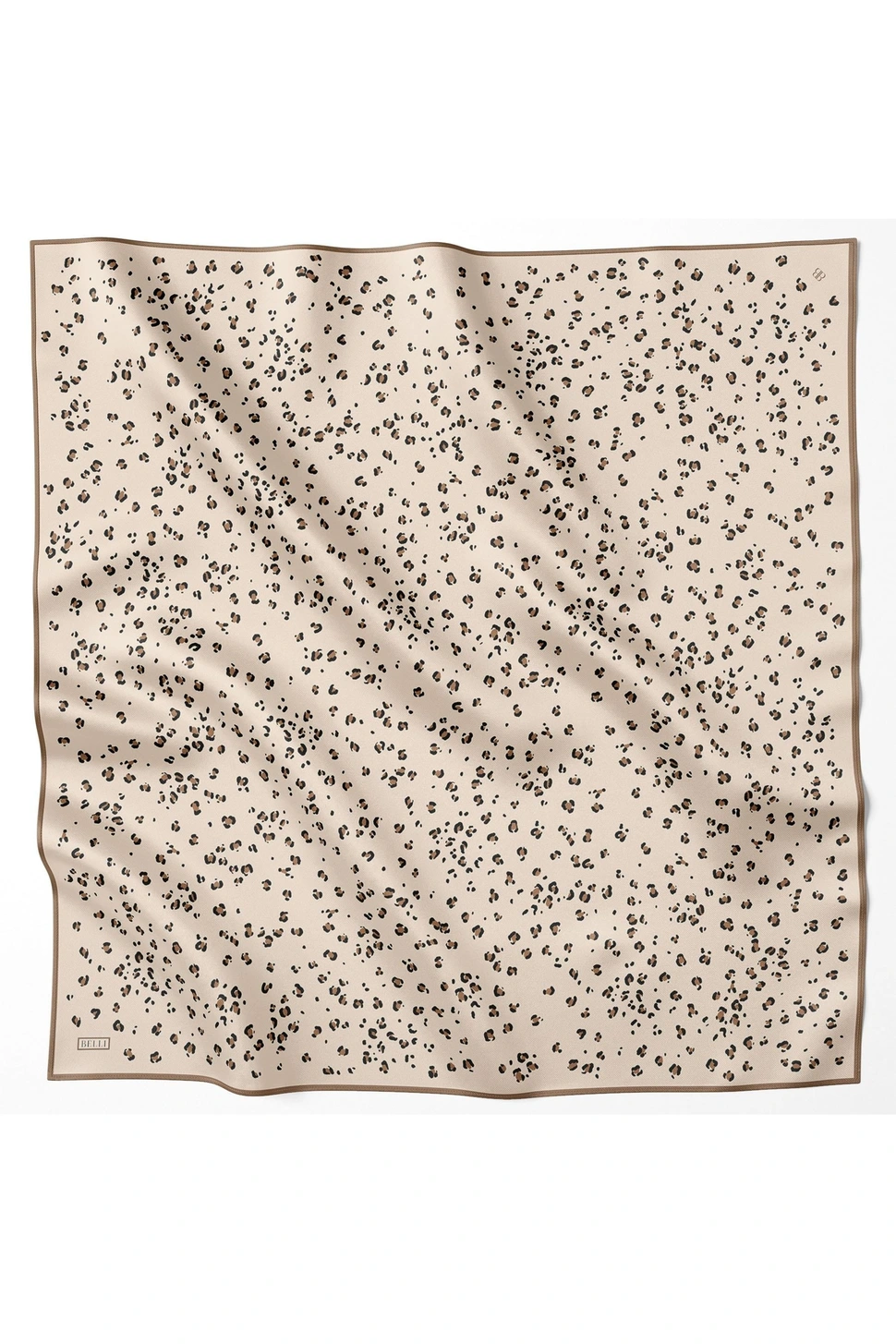 Belli Twill İpek Eşarp Leopar, Krem