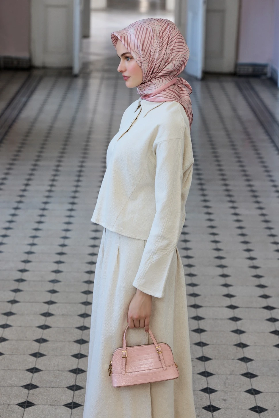 Belli Twill İpek Eşarp 4209-03 Pudra Pembe