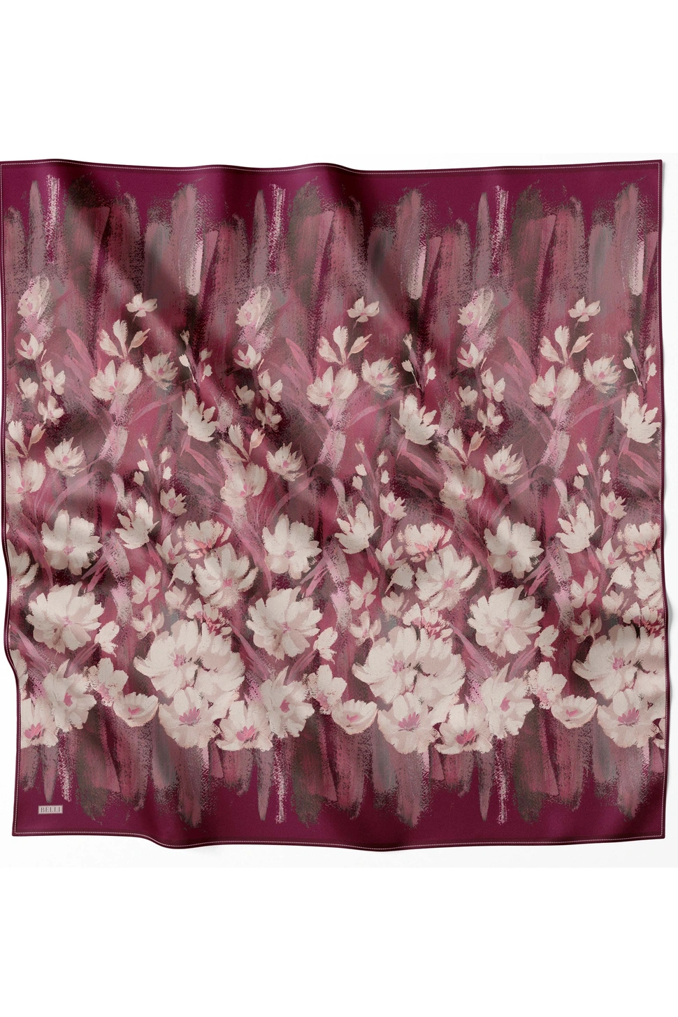 Belli Twill İpek Eşarp Bordo, Pudra, Pembe