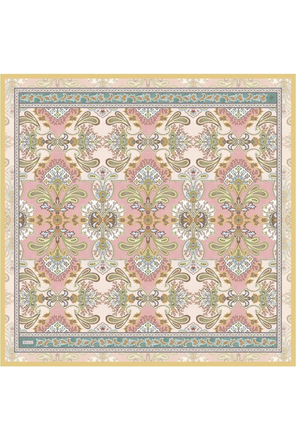 Belli Twill İpek Eşarp Pembe, Krem, Sarı