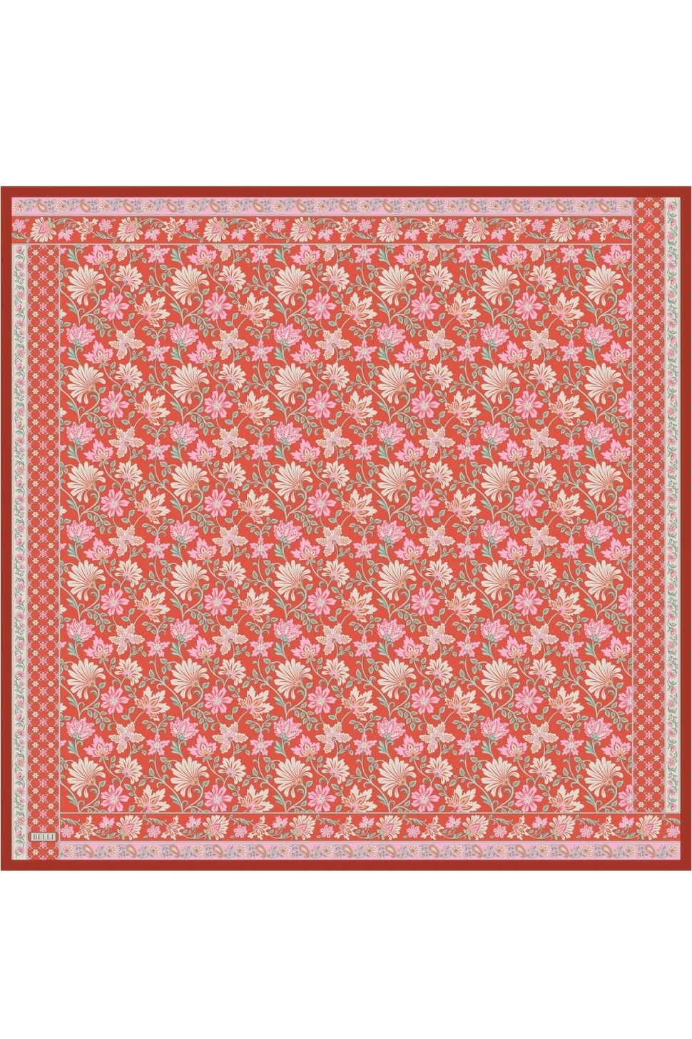 Belli Twill İpek Eşarp Kırmızı, Pembe