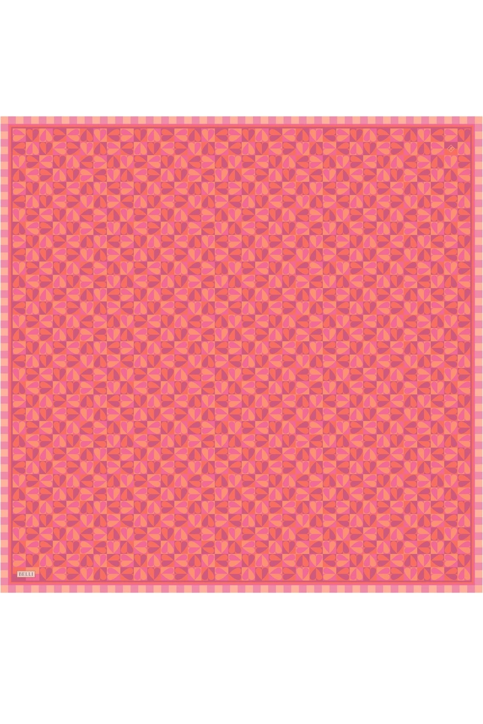 Belli Twill İpek Eşarp 4322-31 Kırmızı, Turuncu, Pembe