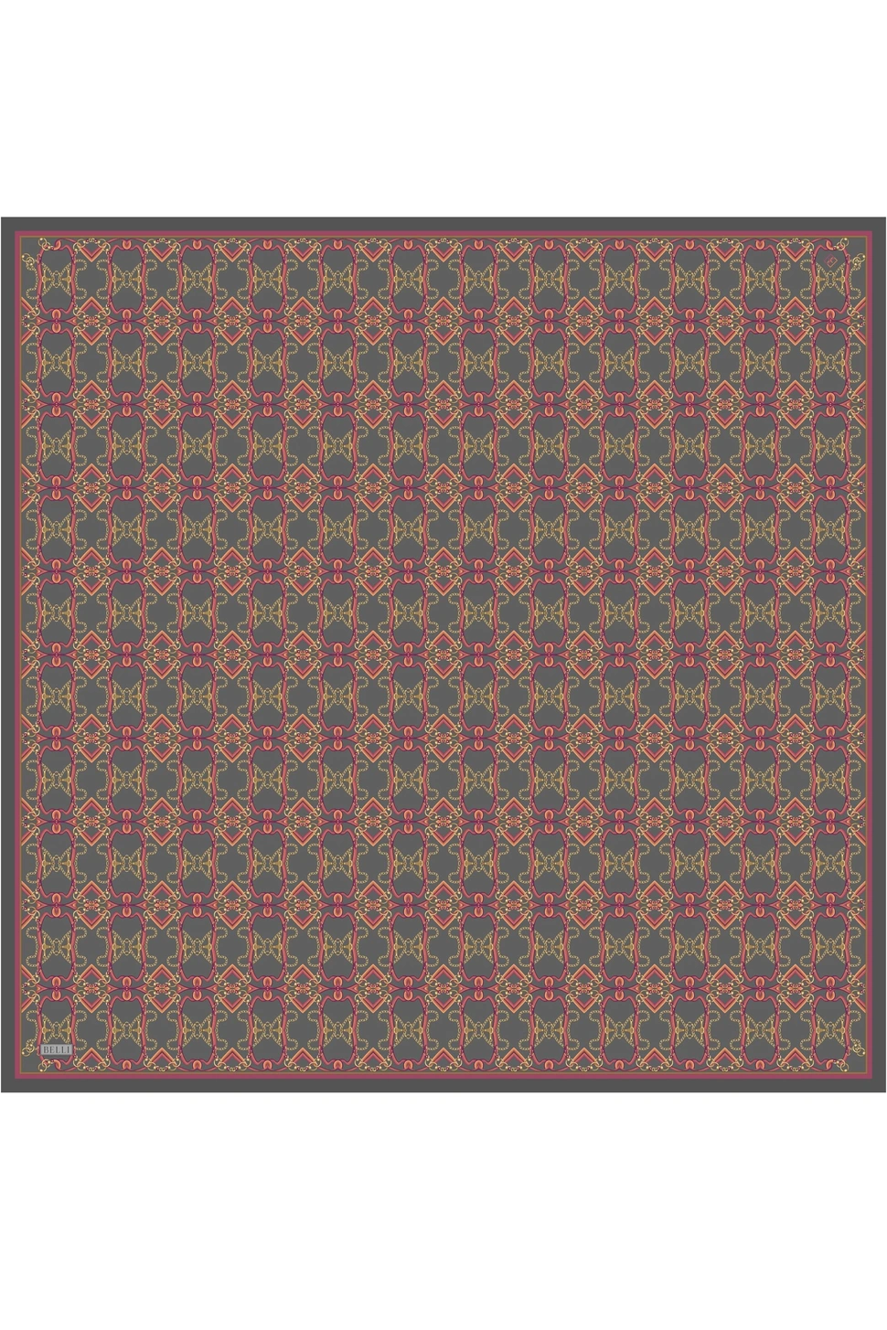 Belli Twill İpek Eşarp Füme, Fuşya, Alev Turuncu 4328-05