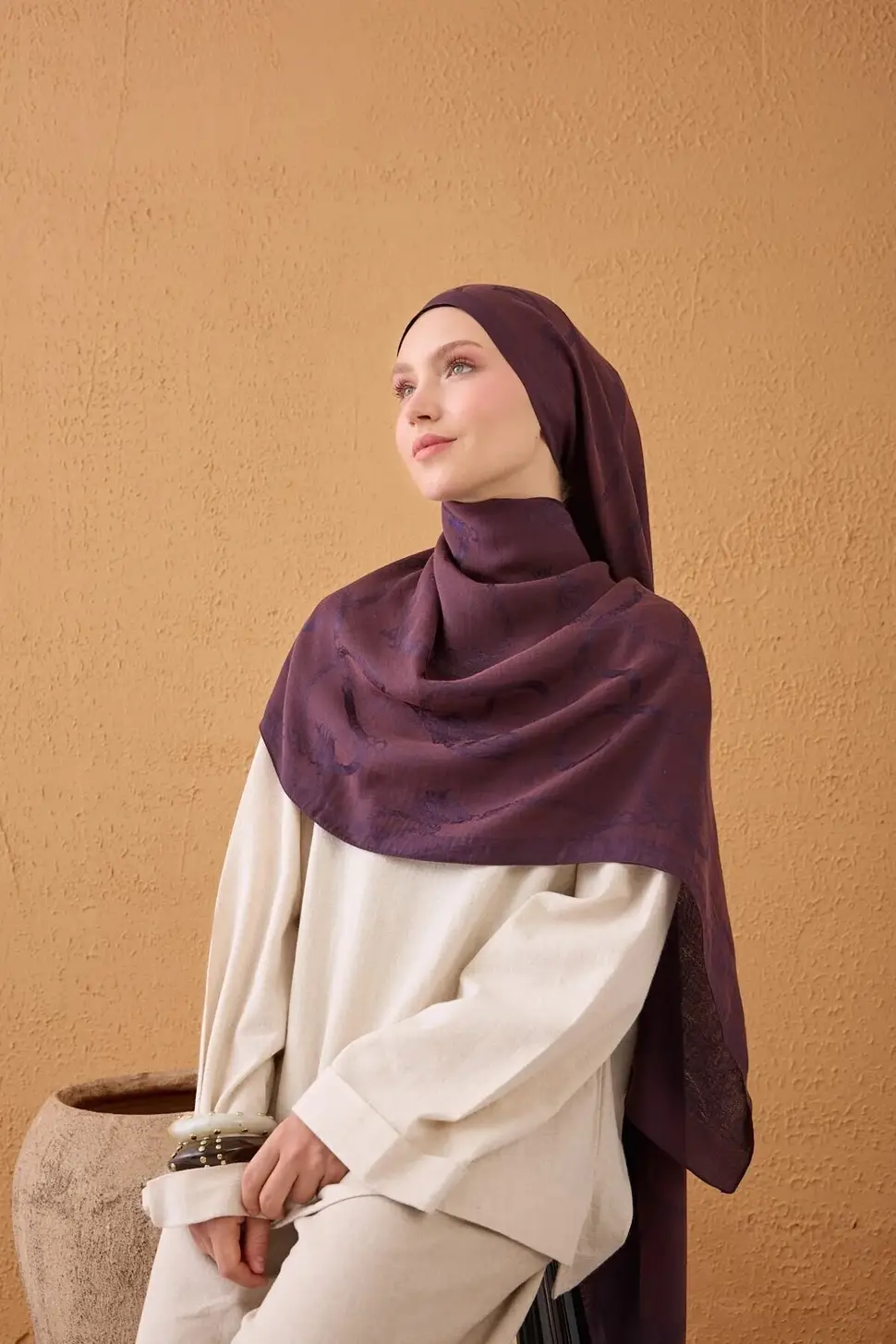 Silk Home Naia Pamuk Şal Halat Mürdüm