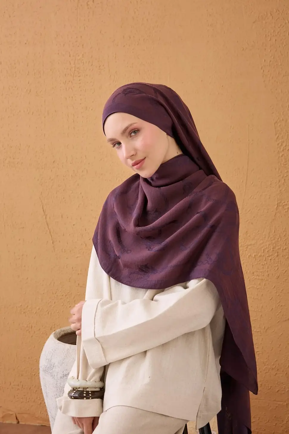 Silk Home Naia Pamuk Şal Halat Mürdüm