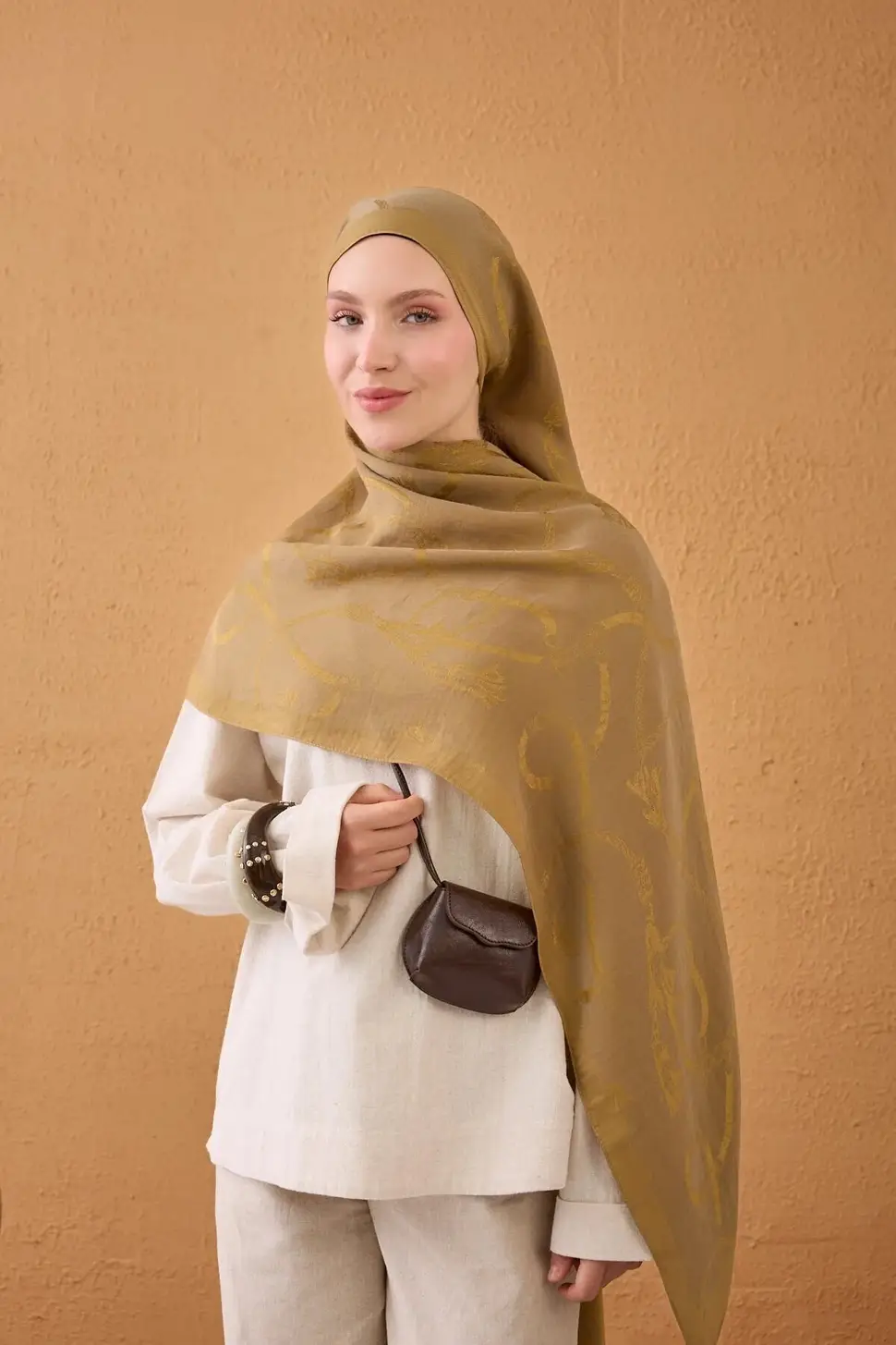 Silk Home Naia Pamuk Şal Halat Hardal