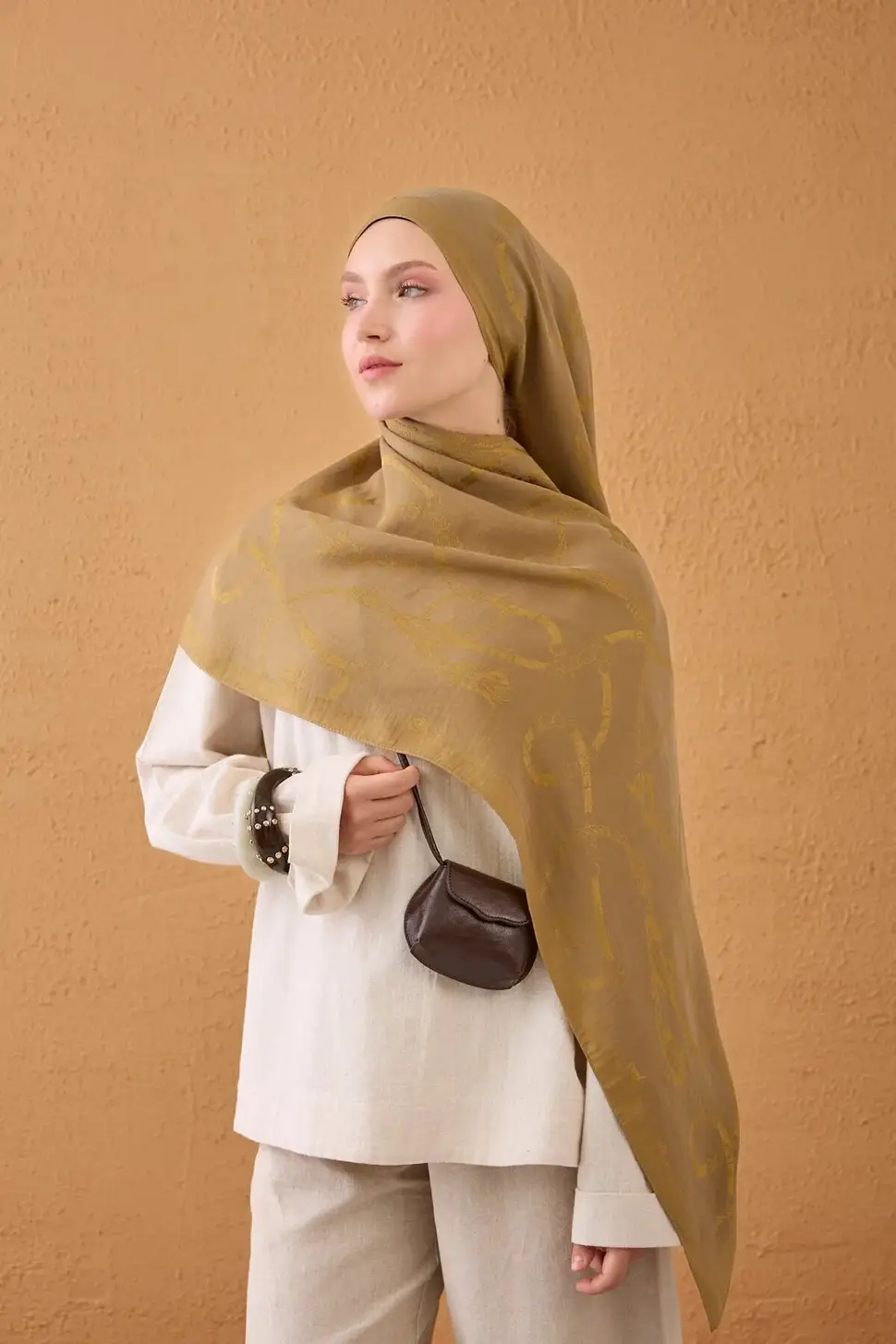 Silk Home Naia Pamuk Şal Halat Hardal