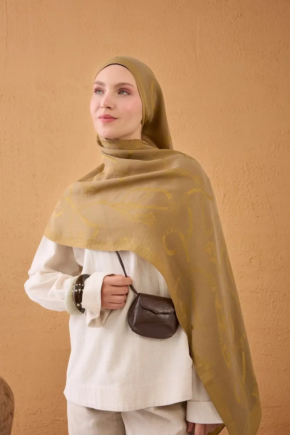 Silk Home Naia Pamuk Şal Halat Hardal