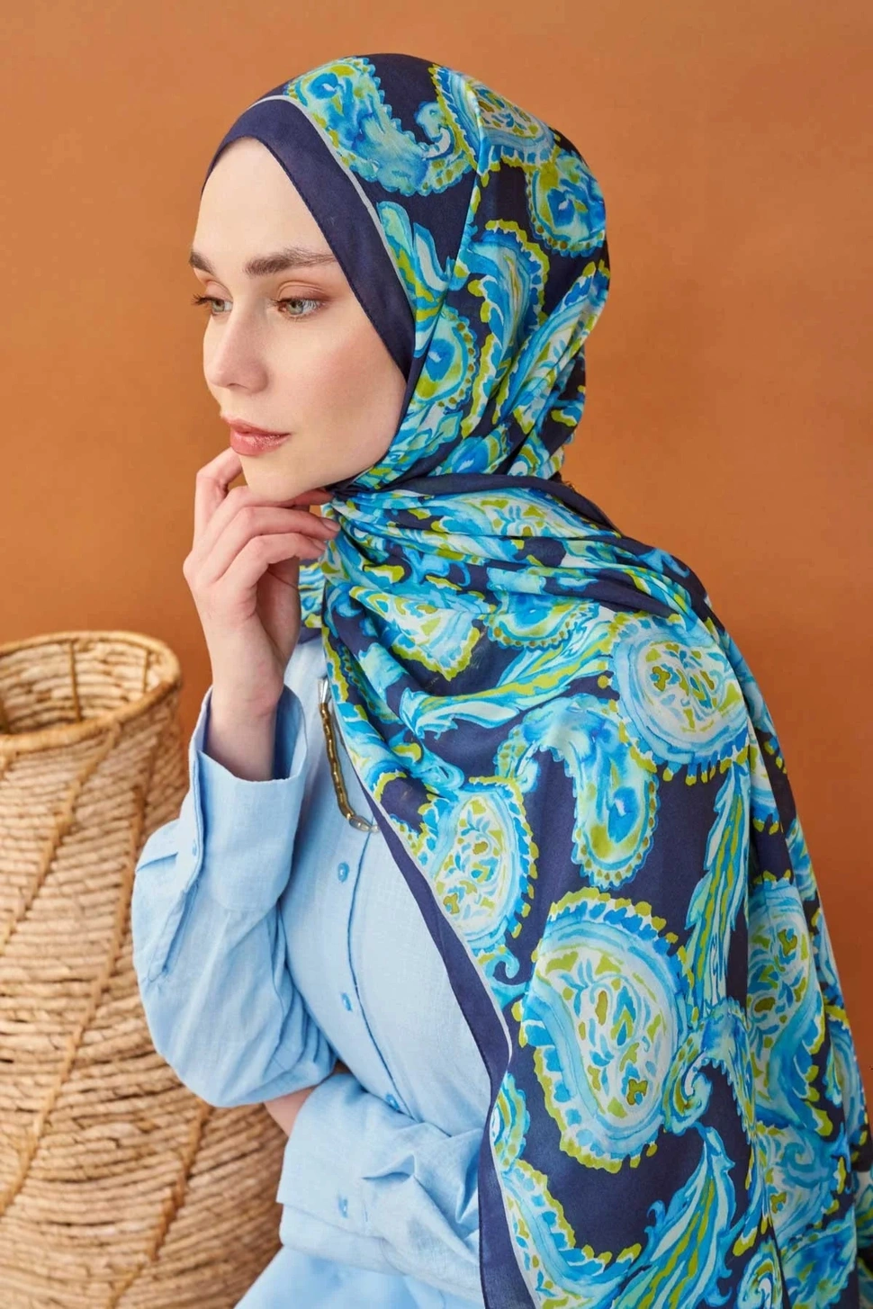 Silk Home Riva Şal Tencel Paisley Lacivert