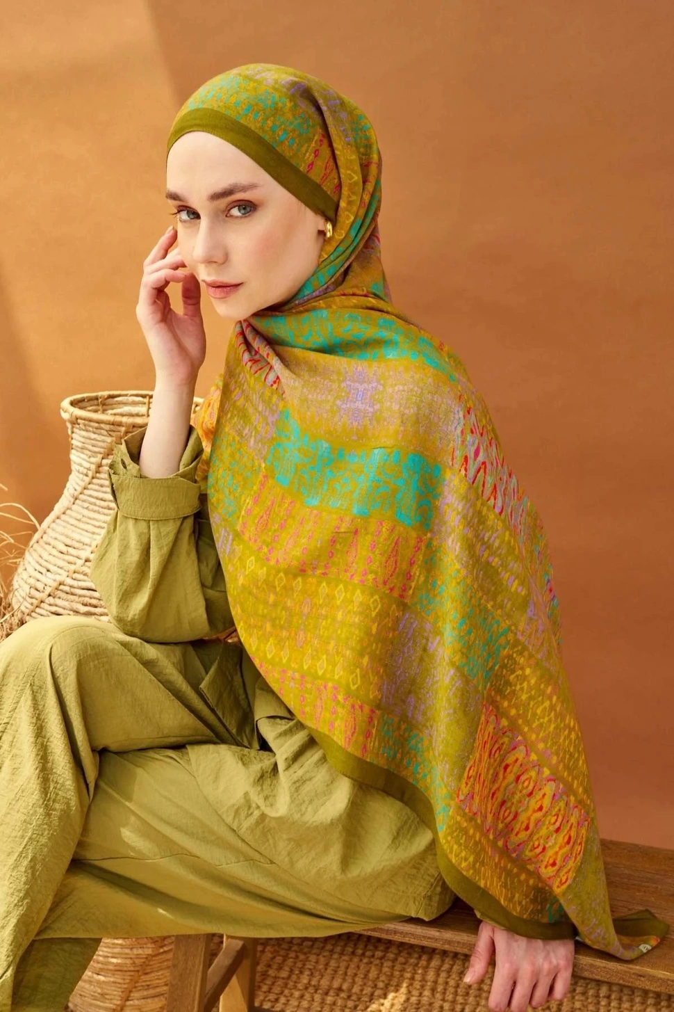 Silk Home Riva Şal Tencel Terra Yağ Yeşili