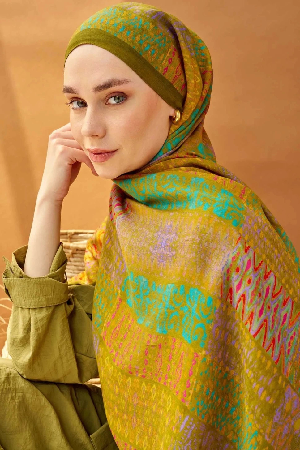 Silk Home Riva Şal Tencel Terra Yağ Yeşili