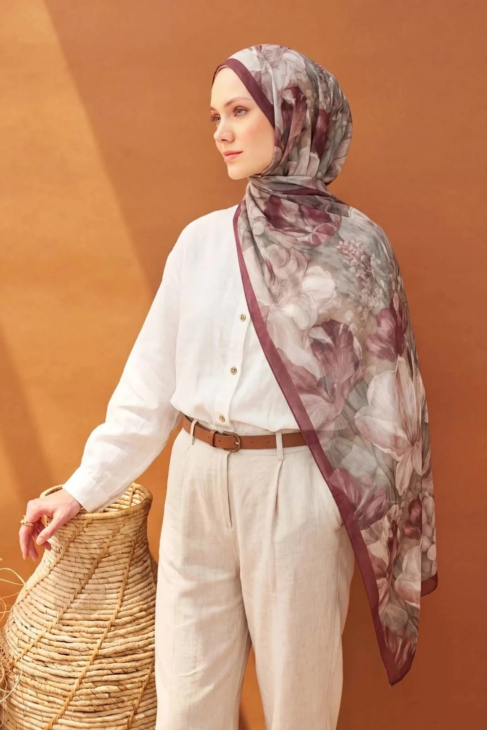 Silk Home Riva Şal Tencel Wild Flower Bordo