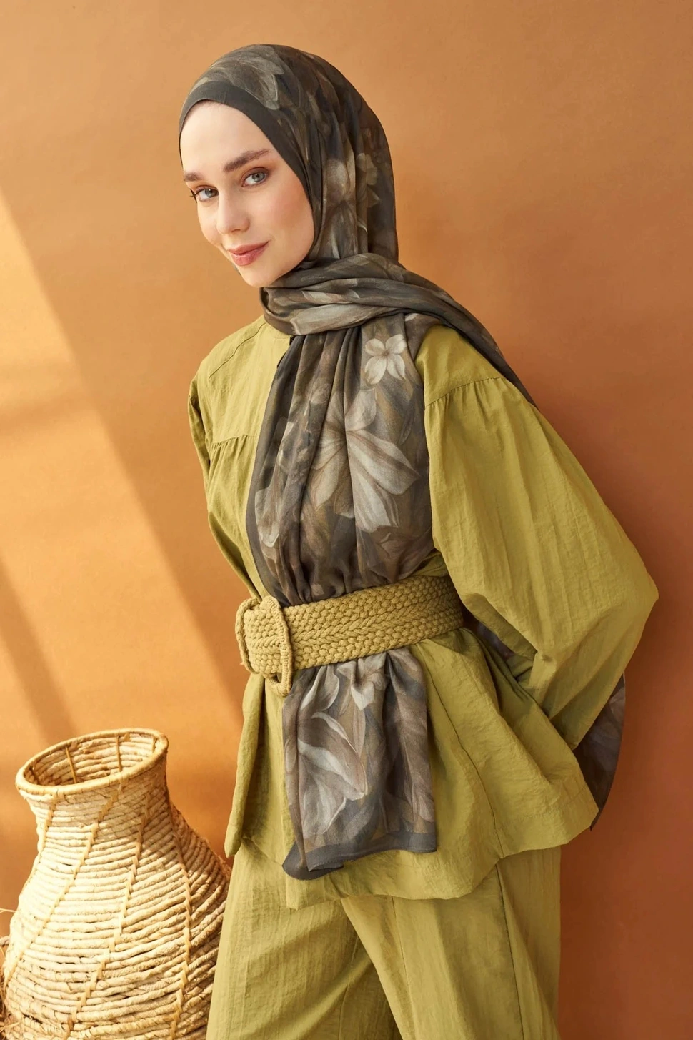 Silk Home Riva Şal Tencel Wild Flower Koyu Yeşil