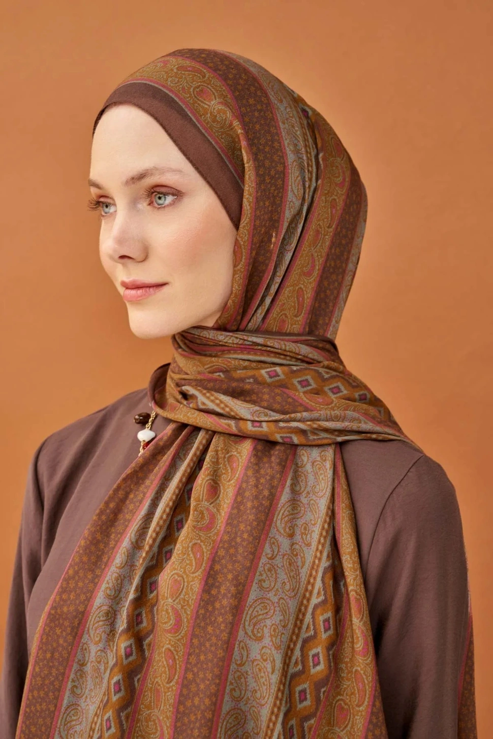 Silk Home Riva Şal Tencel Ethnic Way Çikolata Kahve