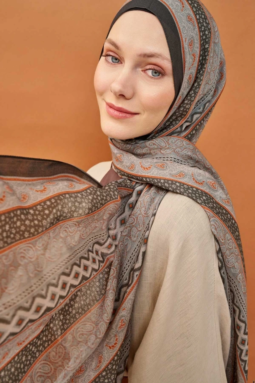 Silk Home Riva Şal Tencel Ethnic Way Koyu Gri