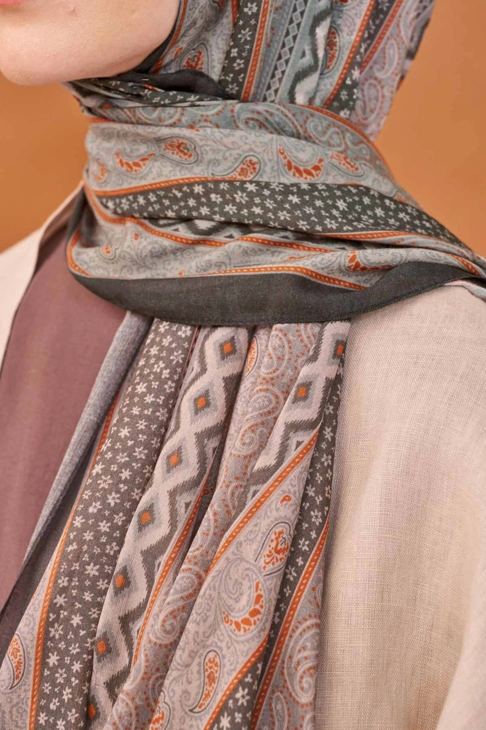 Silk Home Riva Şal Tencel Ethnic Way Koyu Gri