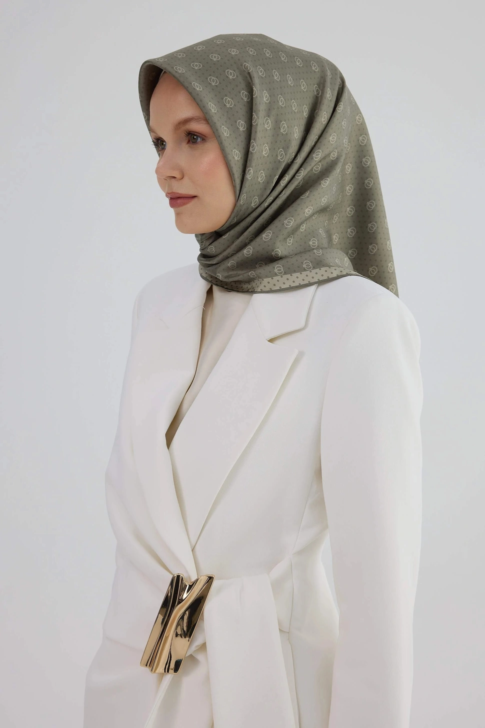 İpekhan Twill İpek Eşarp 53005 Zeytin Yeşili