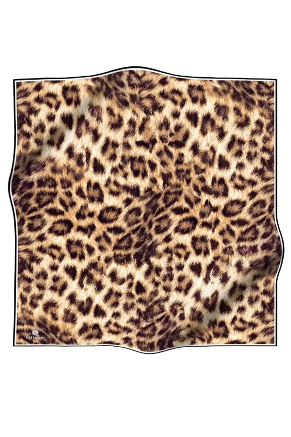 Vissona Twill İpek Eşarp Leopar Desenli, Hardal, Siyah