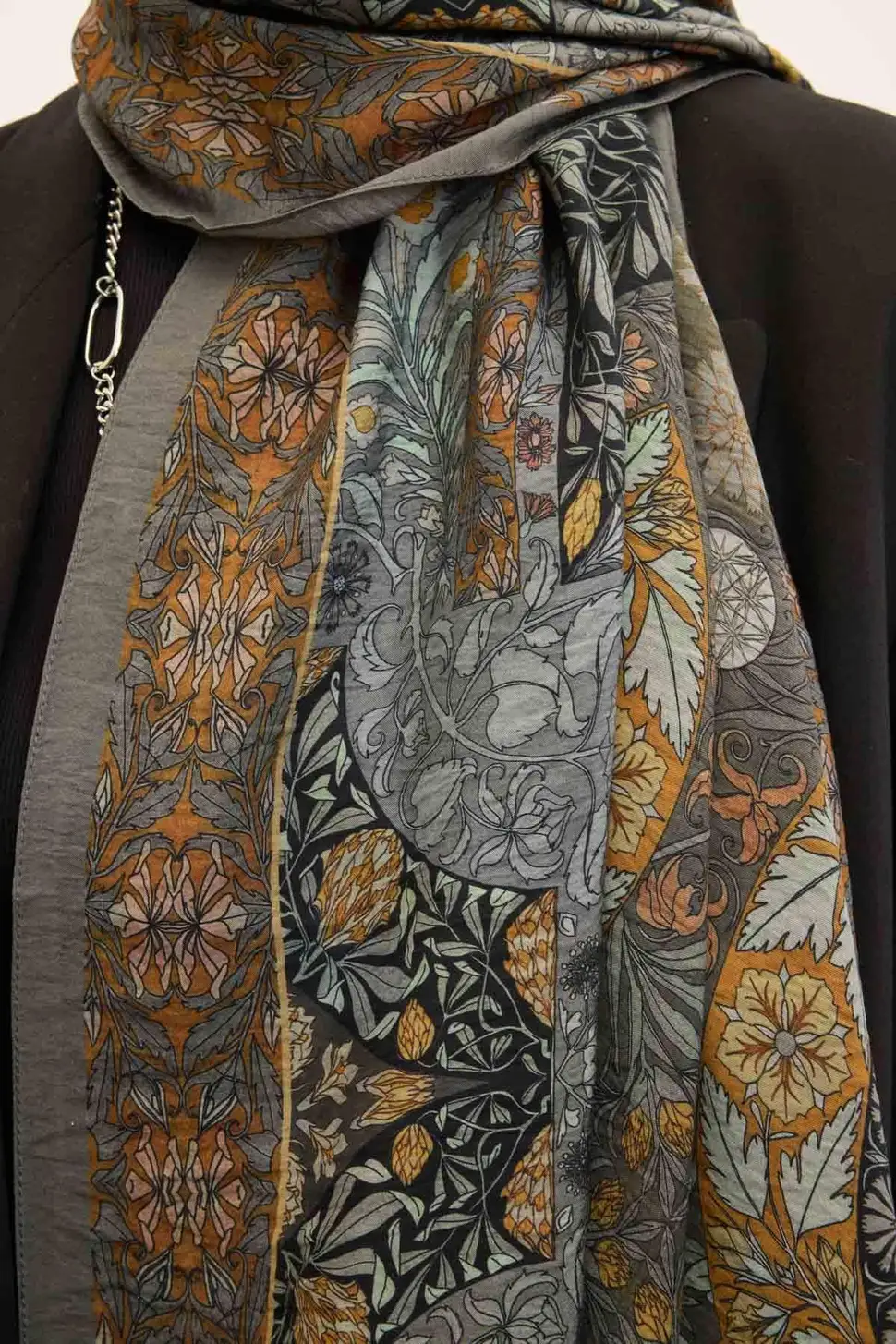 Silk Home Urban Hours Floral Motif Desen Gri Mayda Şal 190x70