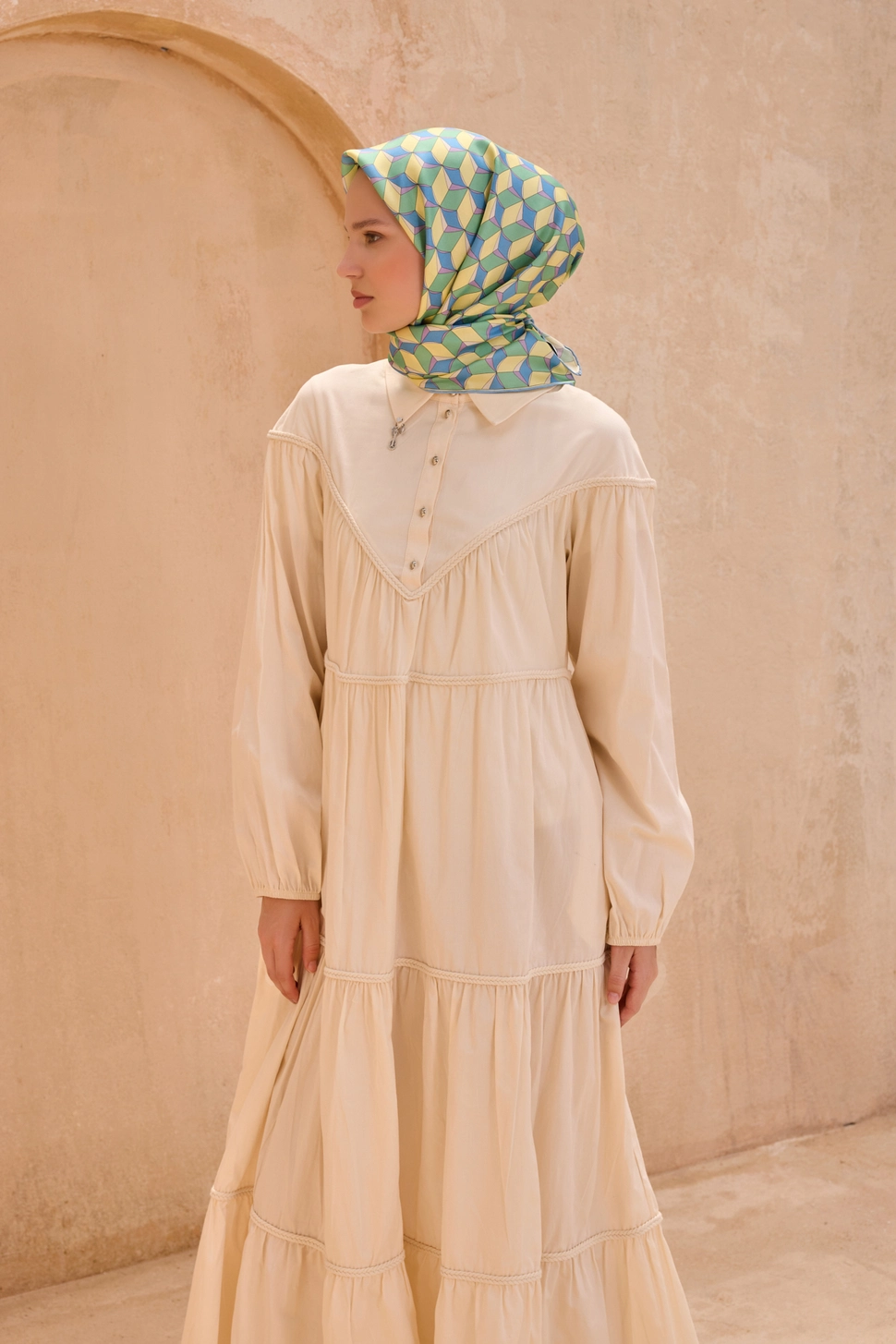 Belli Twill İpek Eşarp Mavi, Yeşil, Sarı, Lila