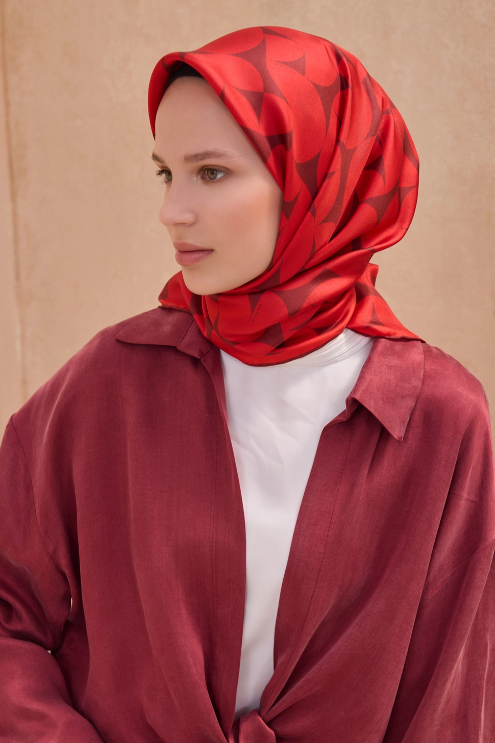 Belli Twill İpek Eşarp Kırmızı