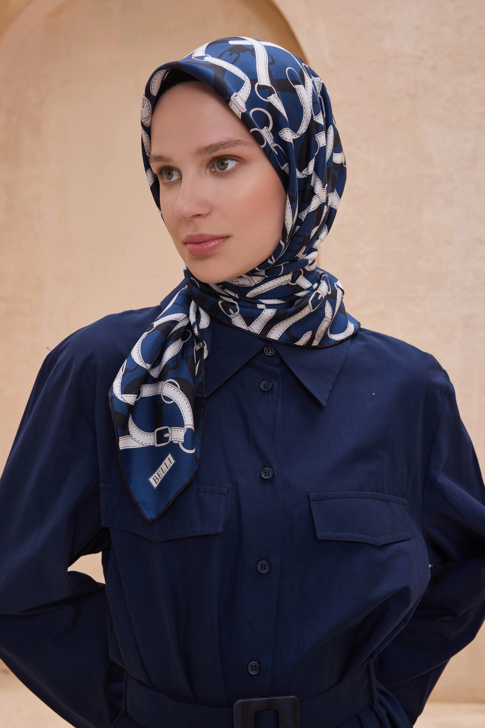 Belli Twill İpek Eşarp Lacivert 4125-09