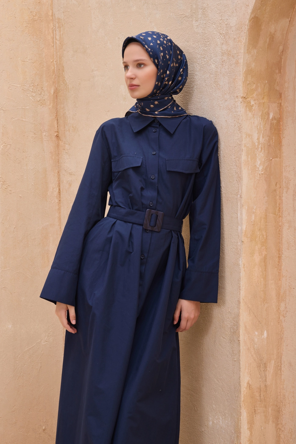 Belli Twill İpek Eşarp Leopar, Lacivert