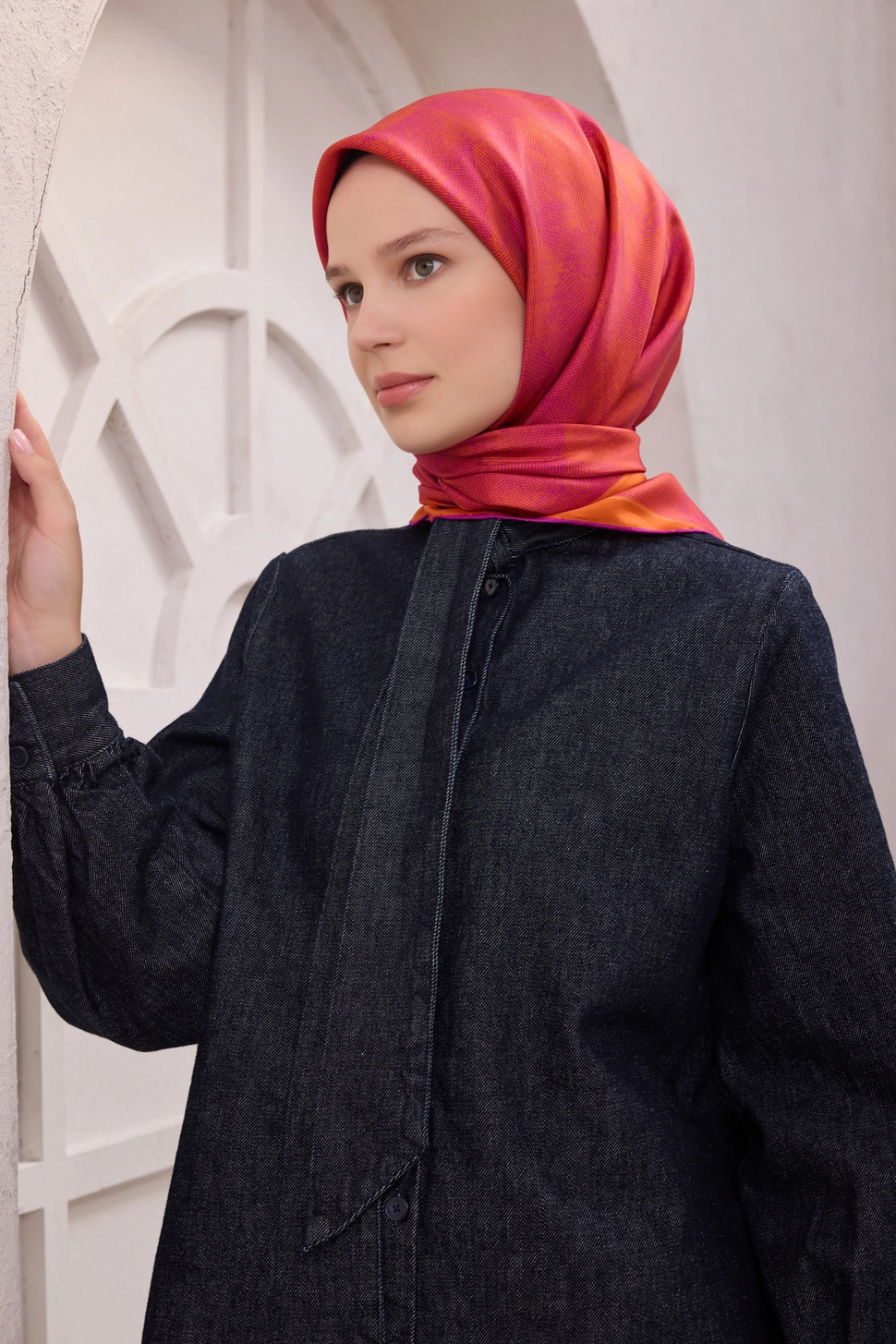Belli Twill İpek Eşarp 4201-36 Turuncu, Mor