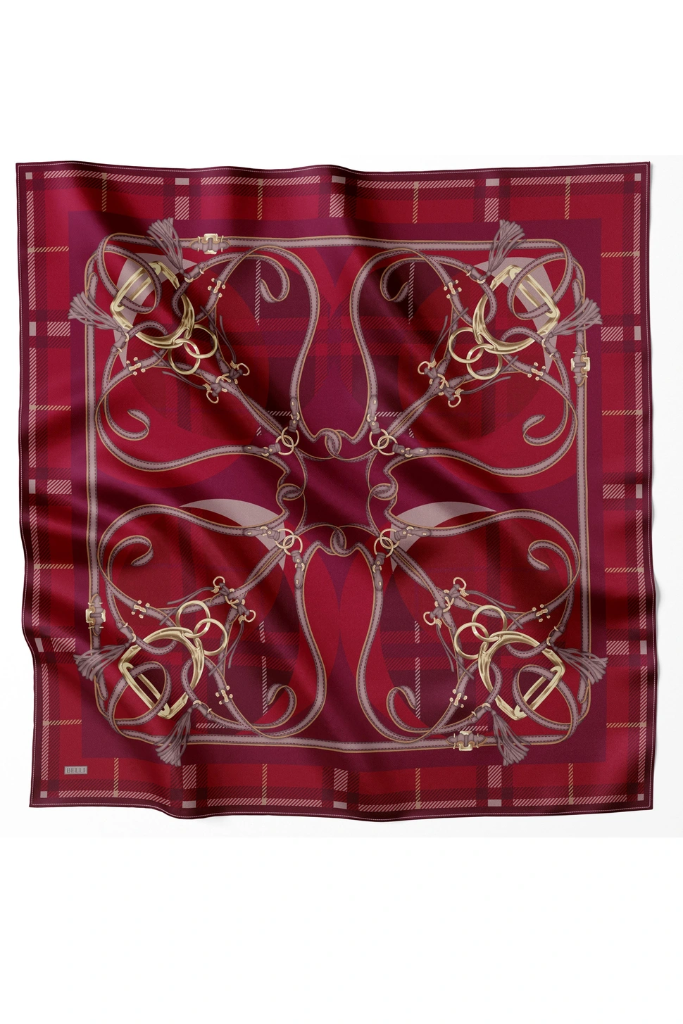 Belli Twill İpek Eşarp Kırmızı, Bordo