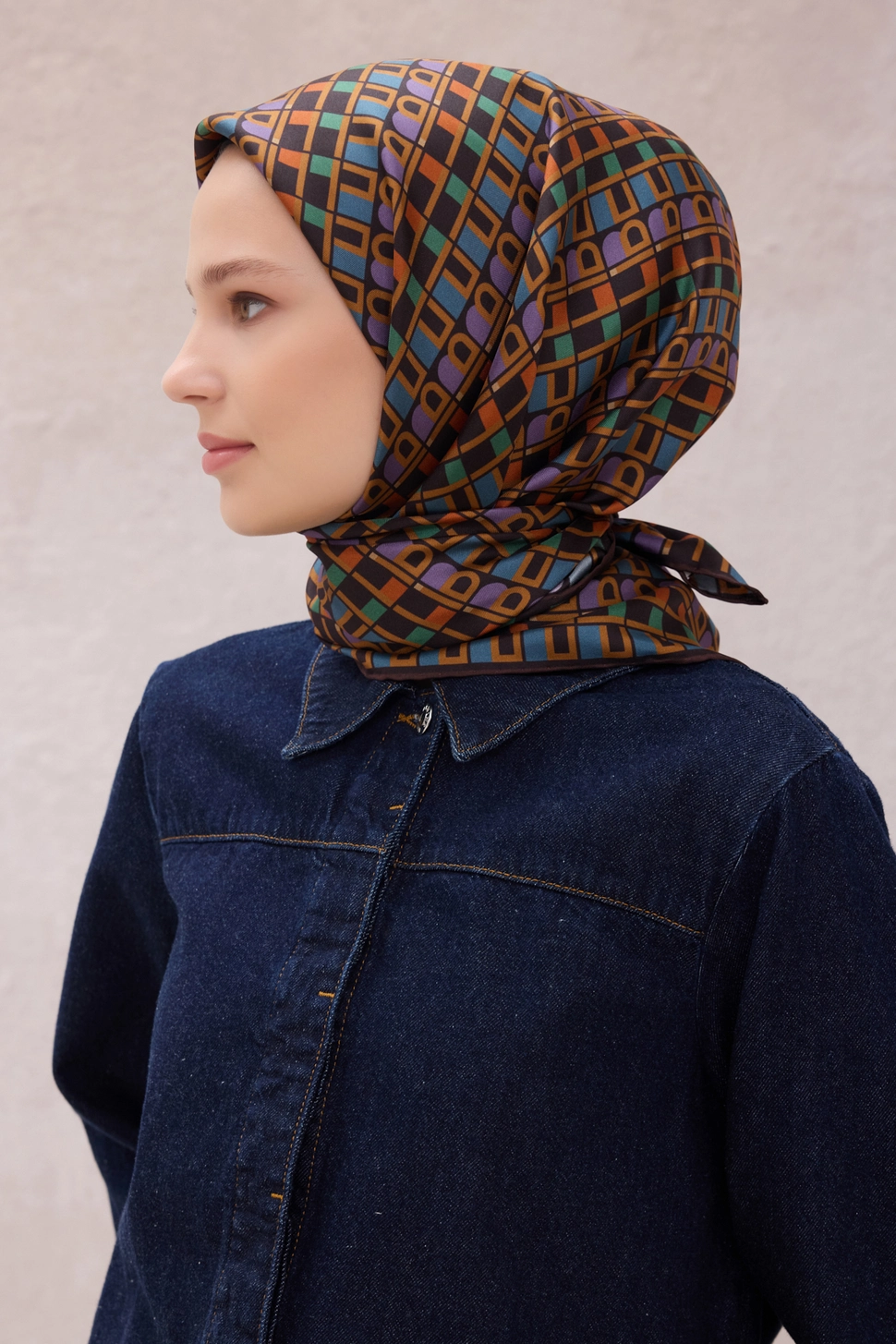 Belli Twill İpek Eşarp Kahverengi