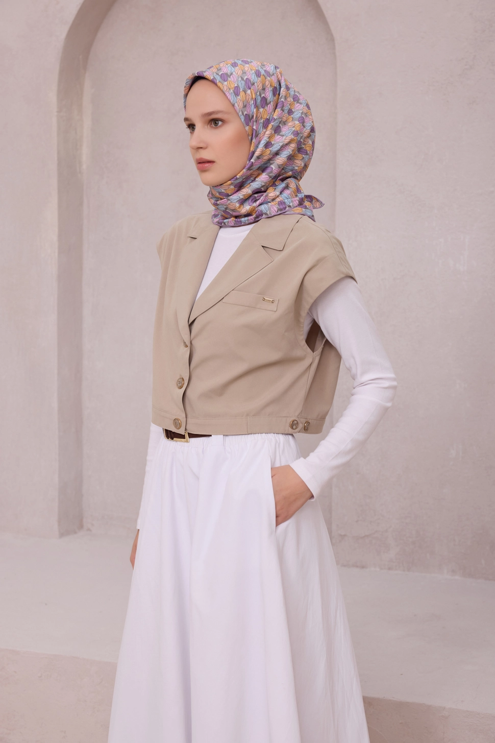 Belli Twill İpek Eşarp 4204-33 Gri, Lila, Pembe, Mor
