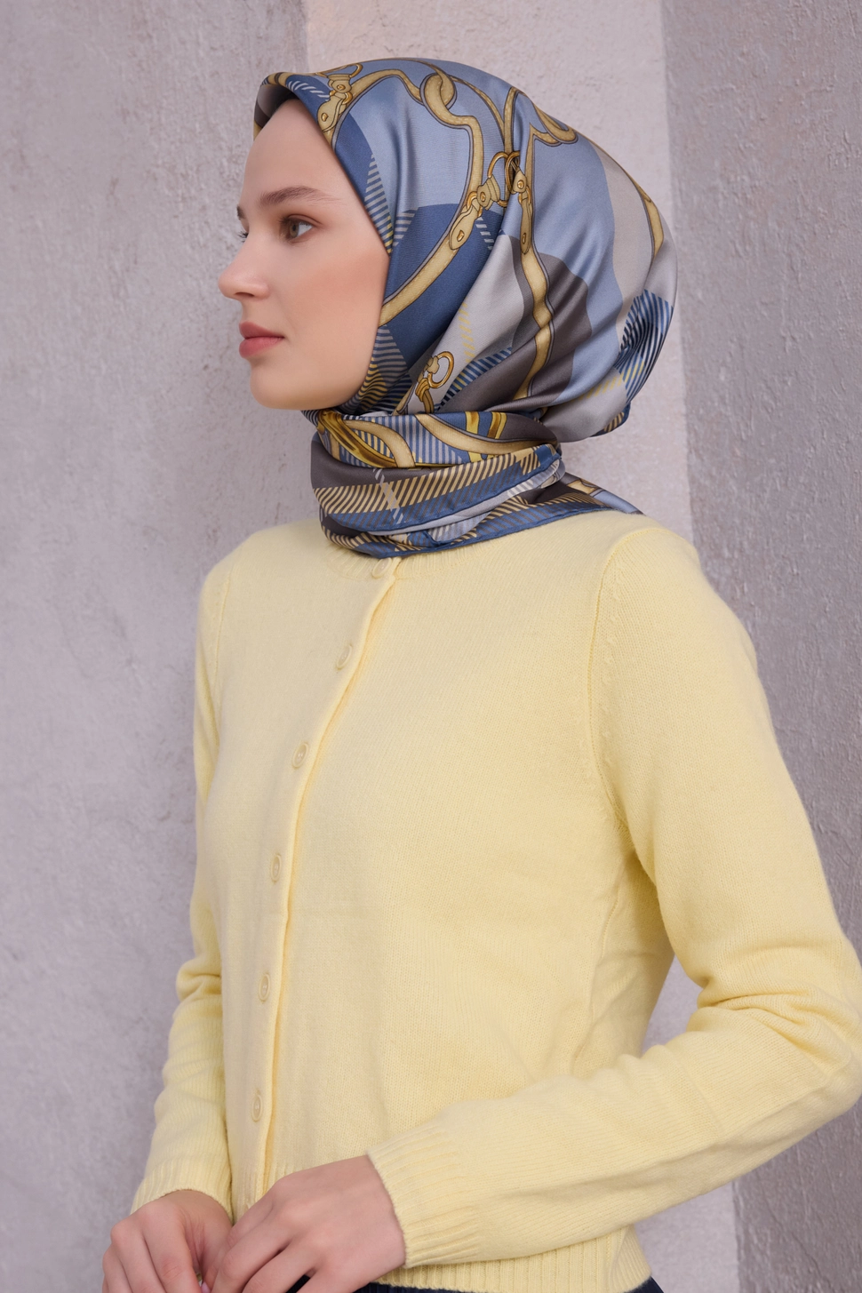 Belli Twill İpek Mavi, Gri