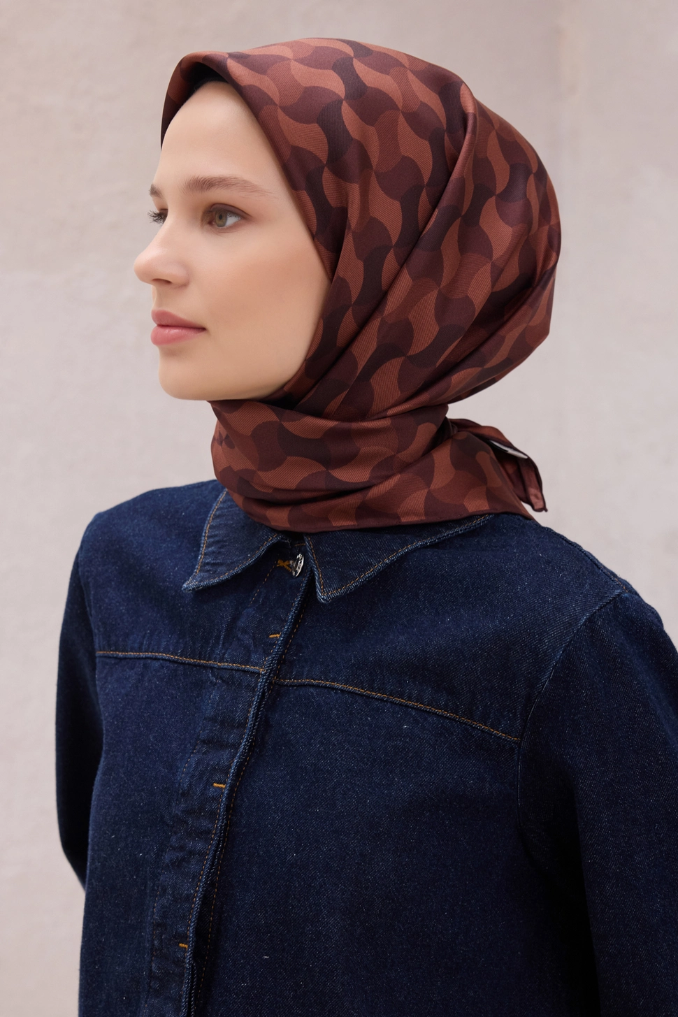 Belli Twill İpek Eşarp 4211-04 Acı Kahve