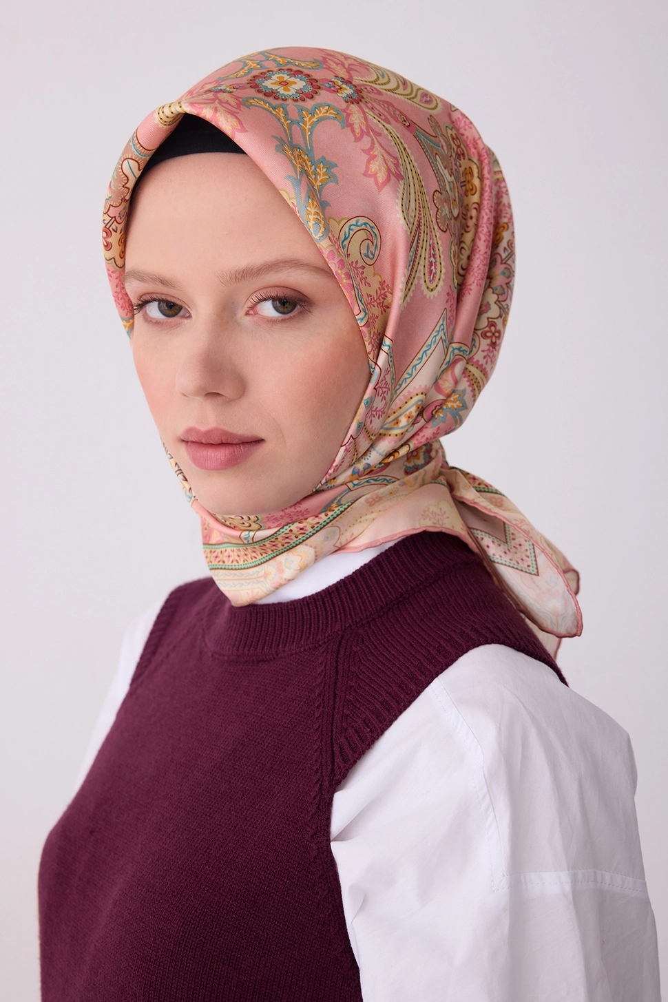 Belli Twill İpek Eşarp Pembe