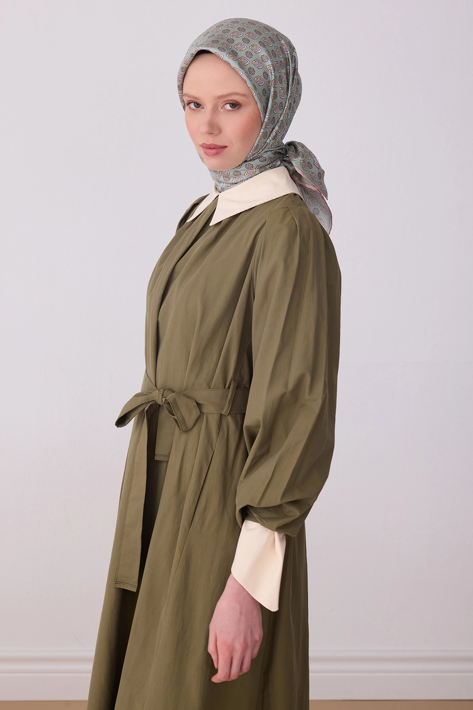 Belli Twill İpek Eşarp Mint Yeşil