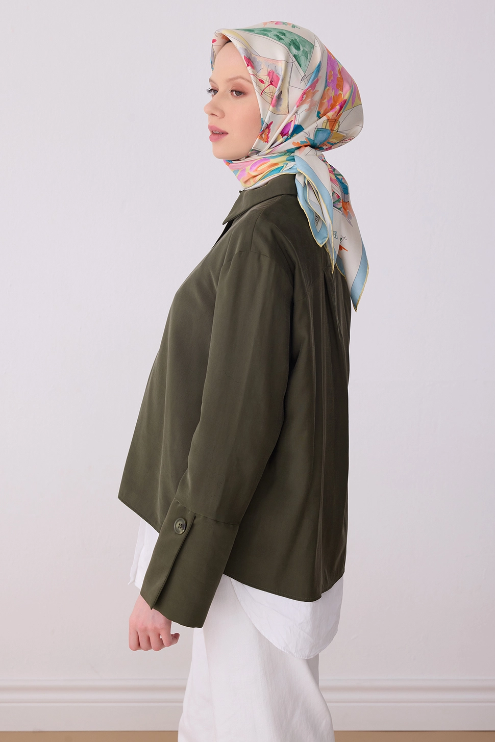 Belli Twill İpek Eşarp Krem, Bebe Mavi, Sarı