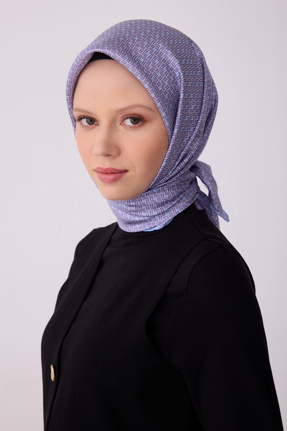 Belli Twill İpek Eşarp 4317-36 Mor, Bebe Mavi