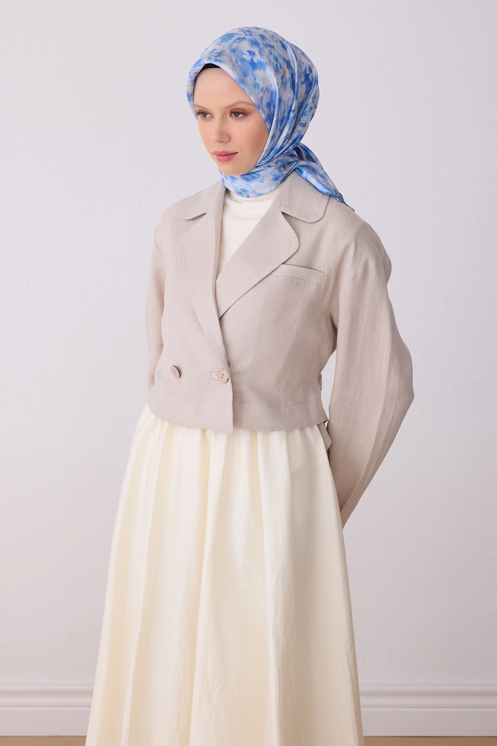 Belli Twill İpek Eşarp Mavi
