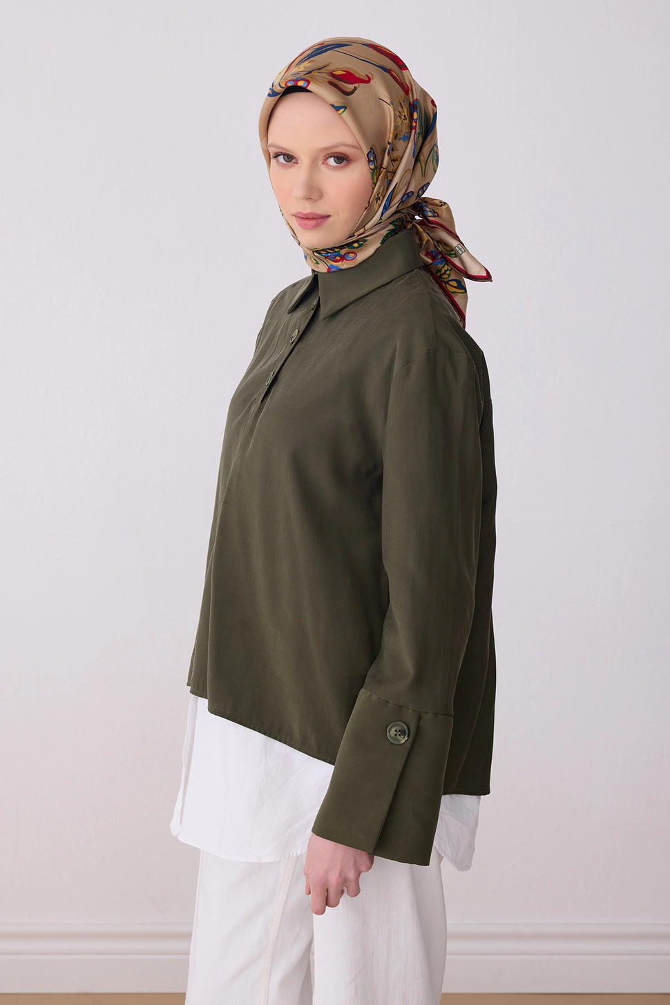 Belli Twill İpek Eşarp Vizon