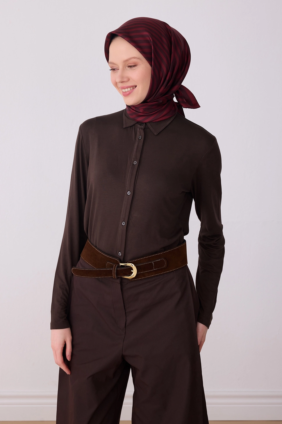 Belli Twill İpek Eşarp 4325-51 Bordo, Kırmızı