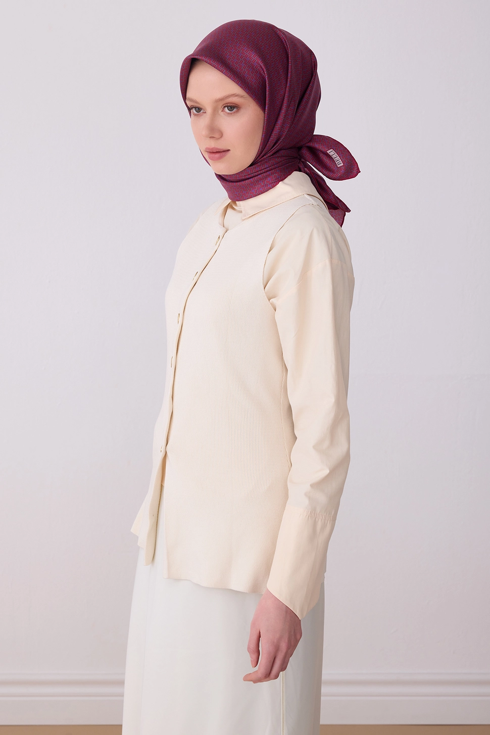 Belli Twill İpek Eşarp 4317-89 Bordo, Mor