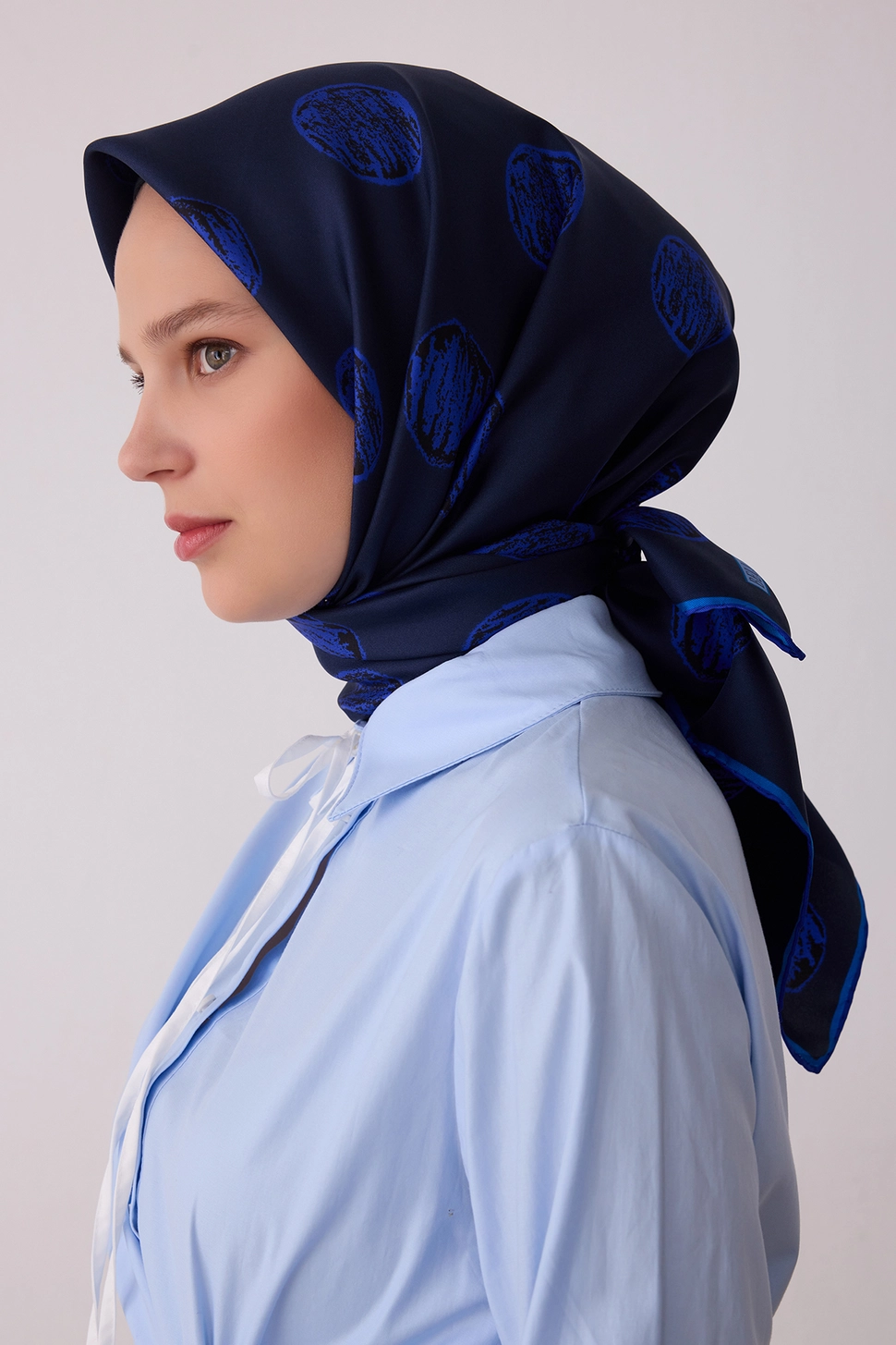 Belli Twill İpek Eşarp Lacivert